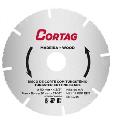 Imagem de DISCO DE CORTE   4 3/8" X 13/16" 110 X 20MM C/ TUNGSTÊNIO P/ CORTE DE MADEIRA COM PREGOS OU COM RESÍDUOS DE CONCRETO/ARGAMASSA 