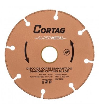 Imagem de DISCO DE CORTE DIAMANTADO   4 1/2" X 7/8" 115 X 22MM P/ CORTE DE AÇO INOX FERRO FUNDIDO E METAIS NÃO FERROSOS LINHA SUPER METAL 