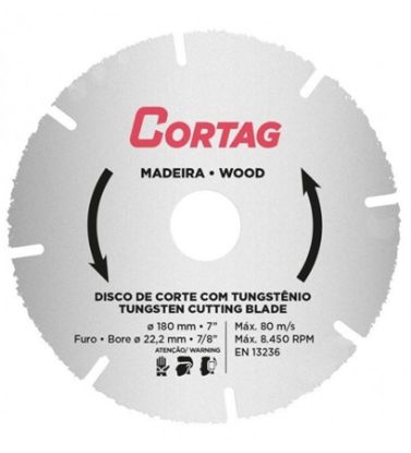 Imagem de DISCO DE CORTE   7" X 7/8" 180 X  22MM C/ TUNGSTÊNIO P/ CORTE DE MADEIRA COM PREGOS OU COM RESÍDUOS DE CONCRETO/ARGAMASSA 