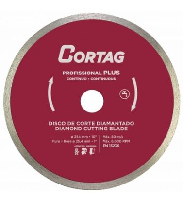 Imagem de DISCO DE CORTE DIAMANTADO  10" X 1" 254 X 25MM P/ CORTE DE CERÂMICA AZULEJO TELHA E TIJOLO PROFISSIONAL PLUS