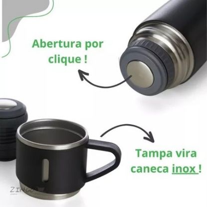 Imagem de GARRAFA TERMICA EM ACO INOX SQUEEZE 450ML PRETO