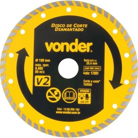 Imagem de DISCO DE CORTE DIAMANTADO   7" 180 X 25MM C/ BUCHA DE REDUÇÃO DE 25 PARA 22MM MAIOR PROFUNDIDADE DE CORTE     