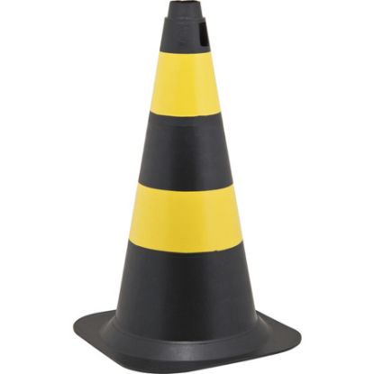 Imagem de CONE DE SINALIZAÇÃO 50CM PRETO/AMARELO  EM POLIETILENO