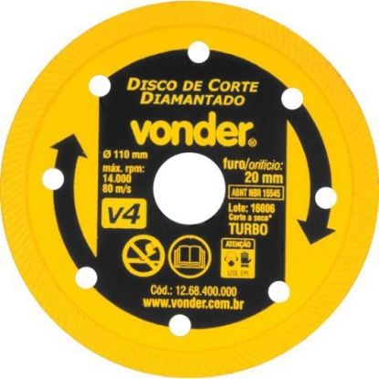 Imagem de DISCO DE CORTE DIAMANTADO   4" 110 X 22MM C/ BUCHA DE REDUÇÃO DE 20 PARA 16MM LINHA TURBO