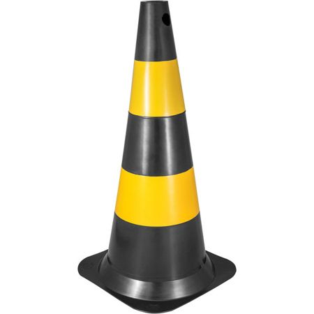 Imagem de CONE DE SINALIZAÇÃO 75CM PRETO/AMARELO  EM POLIETILENO