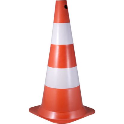 Imagem de CONE DE SINALIZAÇÃO 75CM BRANCO/LARANJA EM POLIETILENO