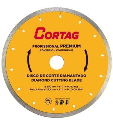 Imagem de DISCO DE CORTE DIAMANTADO   8" X 1" 200 X 25MM P/ CORTE DE CERÂMICA AZULEJO TELHA TIJOLO E PORCELANATOS CONTINUO LINHA PROFISSIO