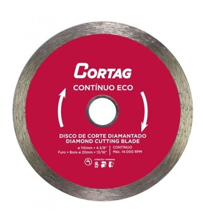 Imagem de DISCO DE CORTE DIAMANTADO  4 3/8" X 13/16" 110 X 20MM P/ CORTE DE CERÂMICA AZULEJO TELHA E TIJOLO LINHA CONTINUO ECO   