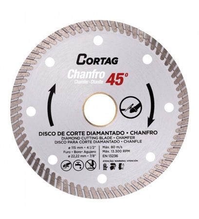 Imagem de DISCO DE CORTE DIAMANTADO   4 1/2" X 7/8" 115 X 22MM  P/ CHANFRO