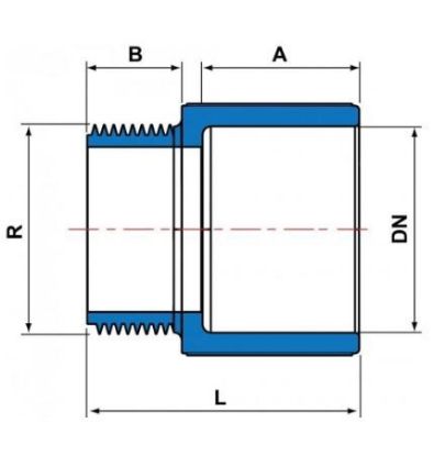 Imagem de ADAPTADOR CURTO L/R PVC-U SCH80 2.1/2" MACHO NPT ENCAIXE SOLDAVEL