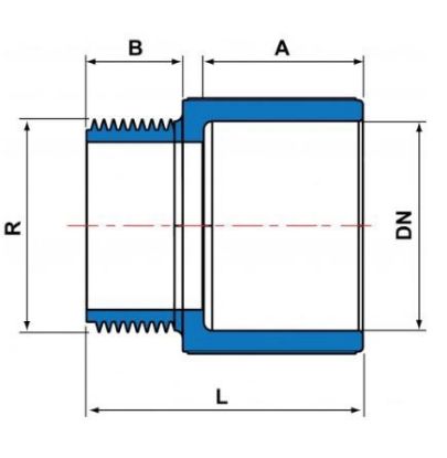 Imagem de ADAPTADOR CURTO L/R CPVC SCH80 2.1/2" MACHO NPT ENCAIXE SOLDAVEL