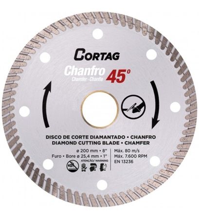 Imagem de DISCO DE CORTE DIAMANTADO   8" X 1" 200 X 25MM P/ CORTAR EM CHANFRO