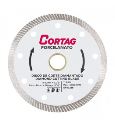 Imagem de DISCO DE CORTE DIAMANTADO  4 3/8" X 13/16" 110 X 20MM P/ CORTE DE PORCELANATO E CERÂMICA