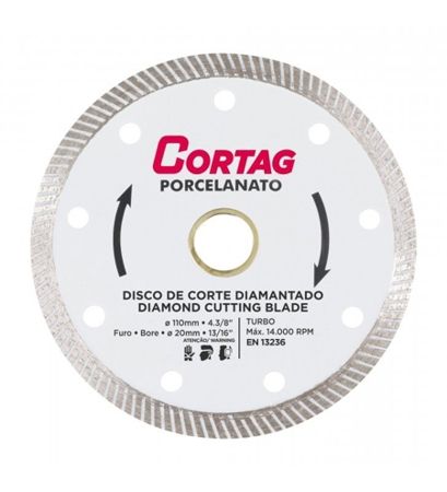 Imagem de DISCO DE CORTE DIAMANTADO  4 3/8" X 13/16" 110 X 20MM P/ CORTE DE PORCELANATO E CERÂMICA