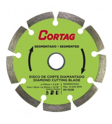 Imagem de DISCO DE CORTE DIAMANTADO  4 3/8" X 13/16" 110 X 20MM P/ CORTE DE CONCRETO ALVENARIA E BLOCO DE CONCREETO SEGMENTADO ECO  