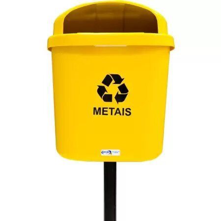 Imagem de LIXEIRA PLASTICA INDIVIDUAL  50L P/ COLETA SELETIVA S/ POSTE E HASTE METALICA MARROM