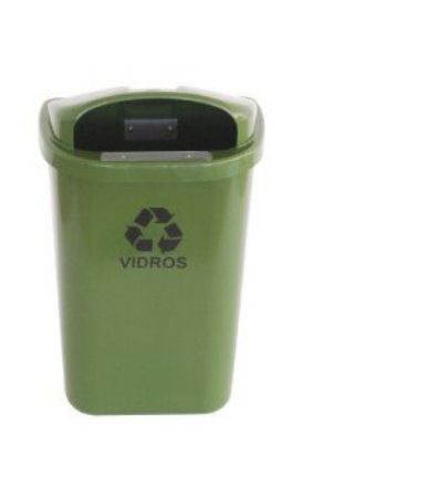 Imagem de LIXEIRA PLASTICA INDIVIDUAL  50L P/ COLETA SELETIVA S/ POSTE E HASTE PLASTICA VERDE