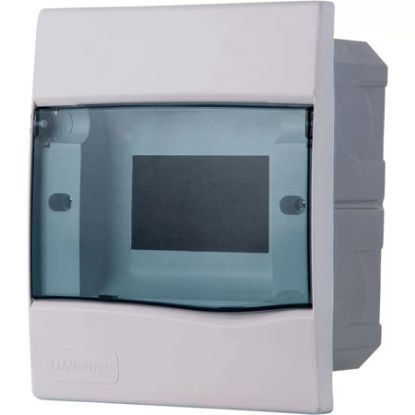 Imagem de QUADRO DE DISTRIBUICAO DE EMBUTIR 5 DIN OU 3 NEMA C/ PORTA TRANSPARENTE