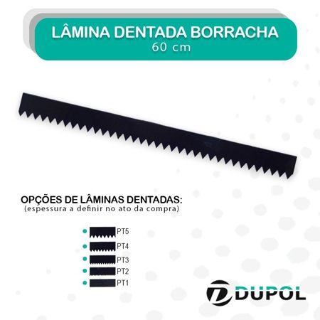 Imagem de LAMINA DENTADA EM BORRACHA 60CM X 1MM DE ESPESSURA P/ RODO DENTADO