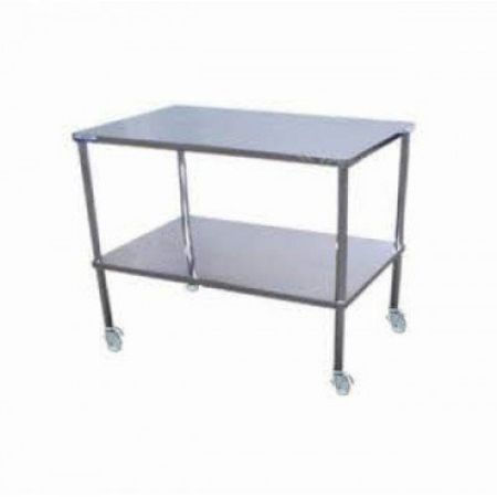 Imagem de MESA AUXILIAR EM ACO INOX AISI 304 C/ 2 PLANOS 40CM X 40CM X 80CM