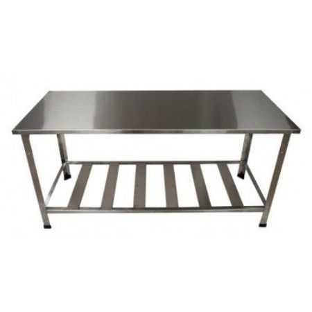 Imagem de MESA DE MANIPULACAO EM ACO INOX C/ PRATELEIRA GRADEADA 120CM X 50CM X 85CM