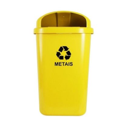 Imagem de LIXEIRA PLASTICA INDIVIDUAL  50L P/ COLETA SELETIVA S/ POSTE E HASTE PLASTICA AMARELO