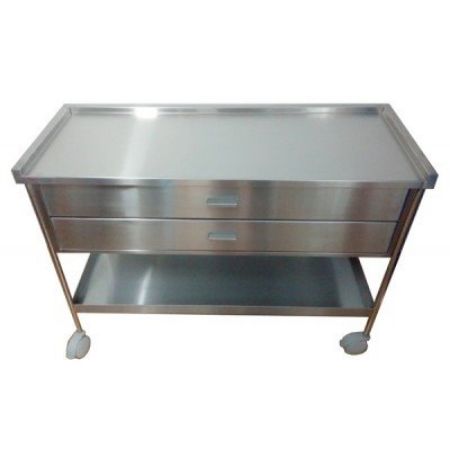 Imagem de MESA AUXILIAR EM ACO INOX C/ 2 PLANOS E 2 GAVETAS 50CM X 40CM X 80CM