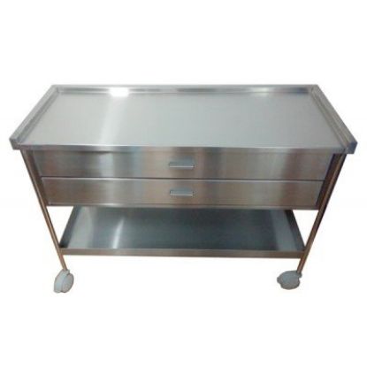 Imagem de MESA AUXILIAR EM ACO INOX C/ 2 PLANOS E 2 GAVETAS 60CM X 40CM X 80CM