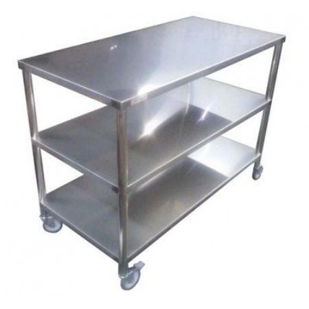 Imagem de MESA AUXILIAR EM ACO INOX AISI 304 C/ 3 PLANOS 60CM X 40CM X 120CM