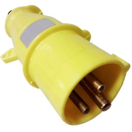 Imagem de PLUGUE DE ENERGIA INDUSTRIAL MACHO POLIAMIDA 2 POLOS + TERRA 16A 100/130V AMARELO