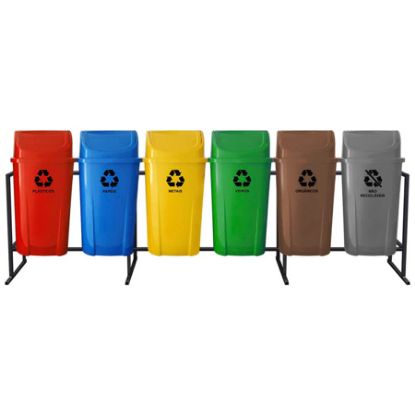 Imagem de LIXEIRA PLASTICA INDIVIDUAL  40L P/ COLETA SELETIVA C/ POSTE E HASTE PLASTICA LARANJA