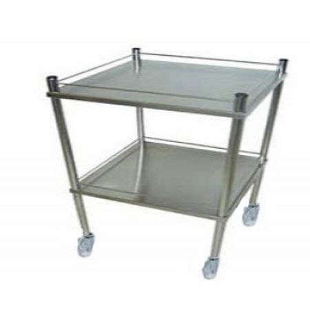 Imagem de MESA AUXILIAR EM ACO INOX C/ 2 PLANOS E GRADIL 40CM X 40CM X 80CM