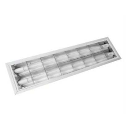 Imagem de LUMINARIA P/ 2 LAMPADAS FLUORESCENTE TUBULAR 36W C/ 1 REATOR 220VCC G13 C/ GRADE DE PROTECAO