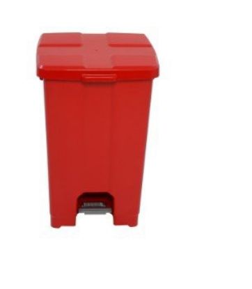 Imagem de LIXEIRA PLASTICA QUADRADA  60L C/ PEDAL  ( C/ 03 UND DESMONTADAS ) VERMELHO