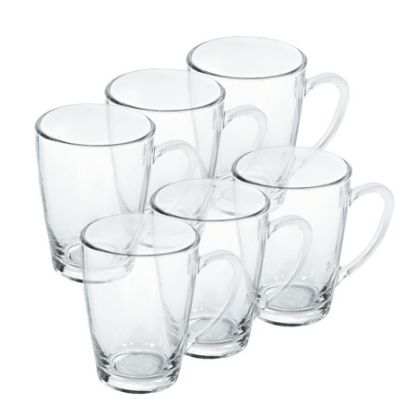 Imagem de CANECA DE  VIDRO 300 ML JOGO COM 6 PCS