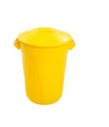 Imagem de LIXEIRA PLASTICA TIPO BALDE 100L C/ TAMPA AMARELO