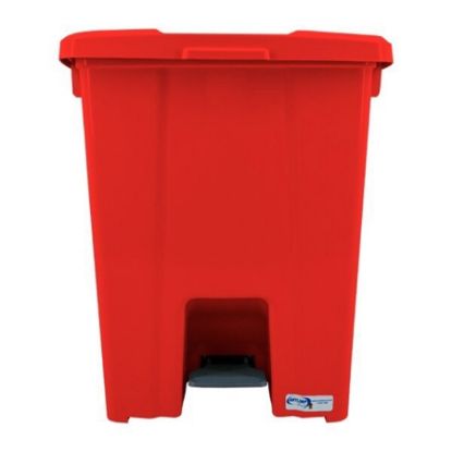 Imagem de LIXEIRA QUADRADA PLASTICA C/ PEDAL E C/ RODAS (C/ ARO PARA AC/ODACAO INTERNA DO SACO DE LIXO) 100L VERMELHO