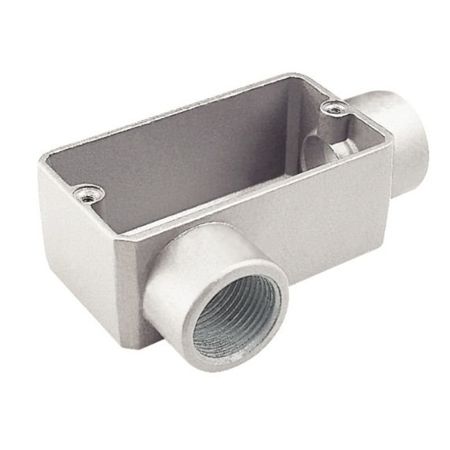 Imagem de CONDULETE EM ALUMINIO TIPO LR CINZA 3/4" BSP S/ TAMPA 