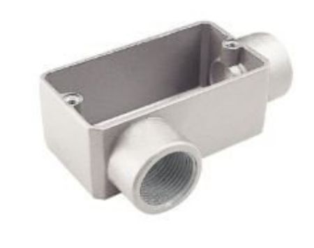 Imagem de CONDULETE EM ALUMINIO TIPO LR CINZA 3/4" BSP S/ TAMPA E VEDACAO 