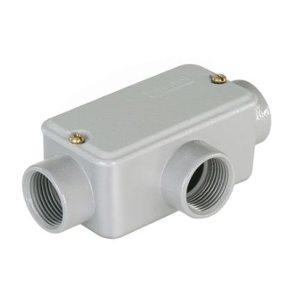 Imagem de CONDULETE EM ALUMINIO TIPO T CINZA 1.1/4" BSP C/ TAMPA C/ VEDACAO E PINTURA 