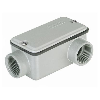 Imagem de CONDULETE EM ALUMINIO TIPO LB CINZA 3/4" BSP C/ TAMPA E VEDACAO