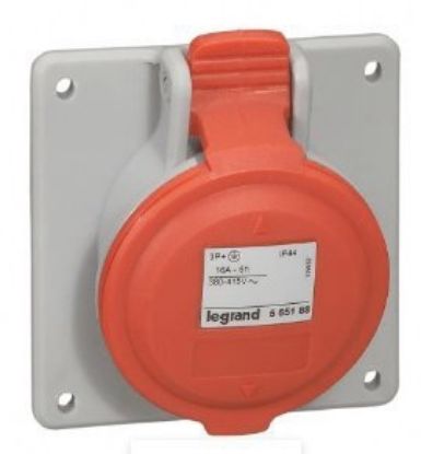 Imagem de TOMADA INDUSTRIAL DE EMBUTIR 3P + T 16A 415V IP44 CINZA/VERMELHO