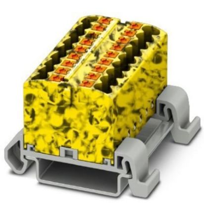 Imagem de BLOCO CONECTOR DE PASSAGEM PRETO / AMARELO 690V 24A 18 CONEXOES 0,144 MM2