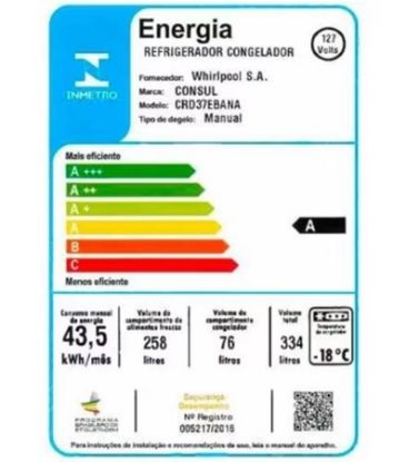 Imagem de GELADEIRA 2 PORTAS CYCLE DEFROST 334L 220V 60H BRANCO