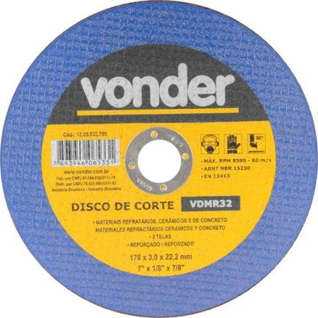 Imagem de DISCO DE CORTE   7" X 1/8" X 7/8" 180,0 X 3,0 X 22MM P/ METAIS NÃO FERROSOS LINHA VDMR 32 USO INDUSTRIAL 