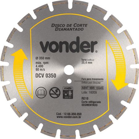 Imagem de DISCO DE CORTE DIAMANTADO  14" 350 X 25MM  P/ CORTE CONCRETO E ASFALTO LINHA DCV 350 