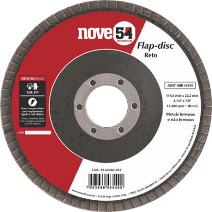 Imagem de DISCO FLAP 4 1/2" 114 X 22MM GRAO 40 C/ COSTADO DE FIBRA RETO P/ DESBASTE E ACABAMENTO 