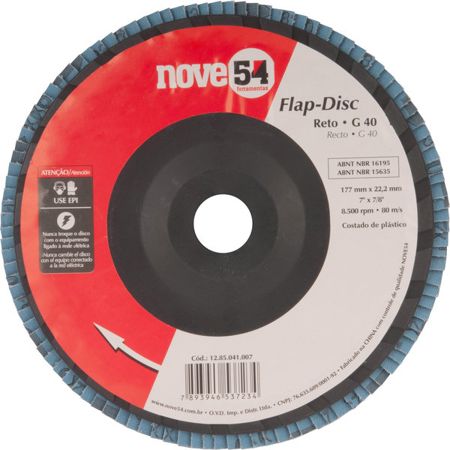 Imagem de DISCO FLAP 7" 180 X 22MM GRAO 40 C/ COSTADO DE FIBRA RETO P/ DESBASTE E ACABAMENTO 