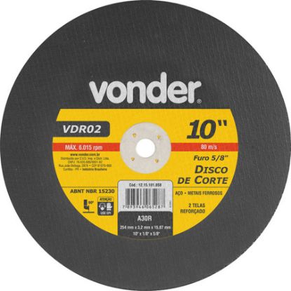 Imagem de DISCO DE CORTE  10" X 5/8" 254,0 X 3,2 X 15,87MM P/ ACO E METAIS FERROSOS LINHA VDR 02