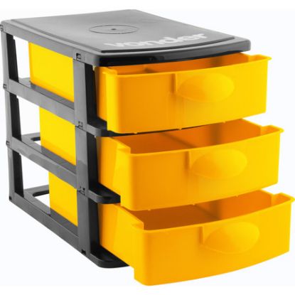 Imagem de ORGANIZADOR PLASTICO  3 GAVETAS  PRETO/AMARELO   